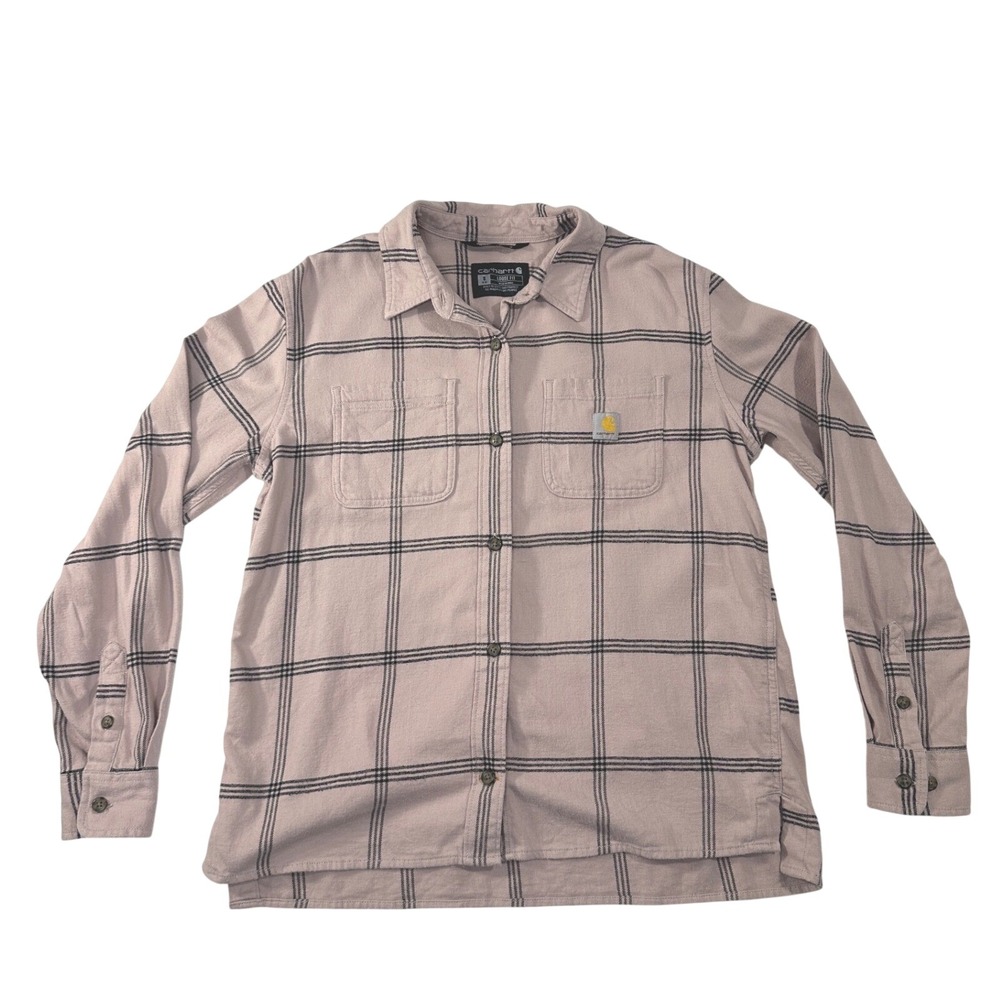 Carhartt Rugged Flex Loose Fit Plaid Flannel Shirt Mens‎ Small Pink